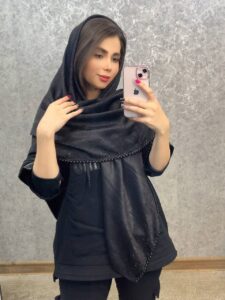 عکس محصول روسری کوپرا مشکی نگین مرواریدی