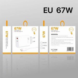 عکس محصول اداپتور شارژر EU 67W همراه با کابل