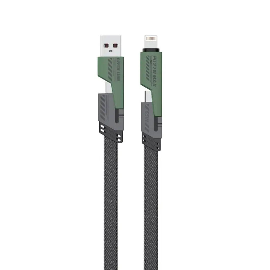 عکس محصول کابل شارژ گرین لاین چهار کاره (همه کاره ) مدل GREEN LION 2 IN 2 BRAIDED