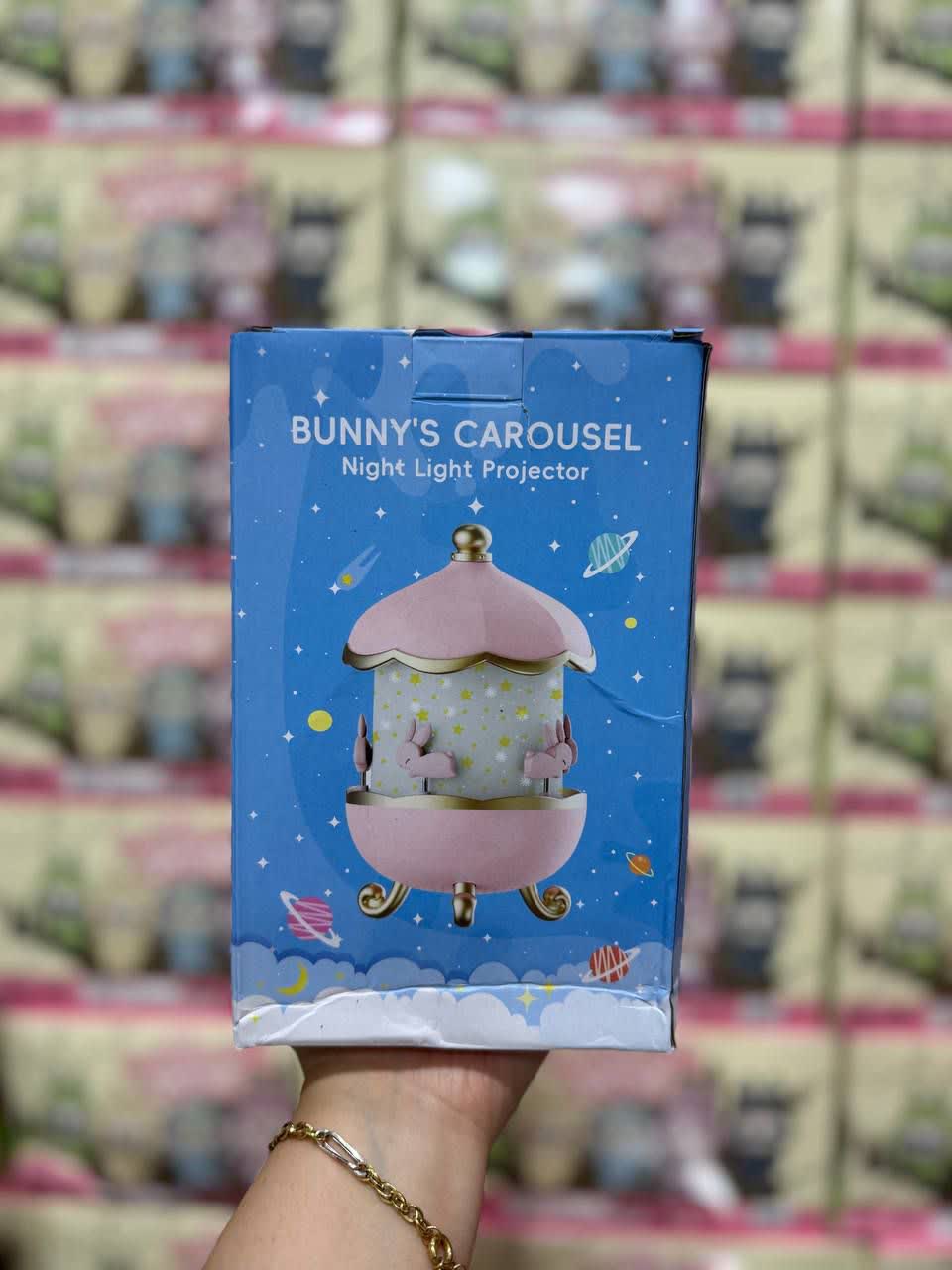 چراغ خواب موزیکال کهکشانی طرح خرگوش دارای قابلیت چرخ و فلک BUNNY S CAROUSEL وارداتی
