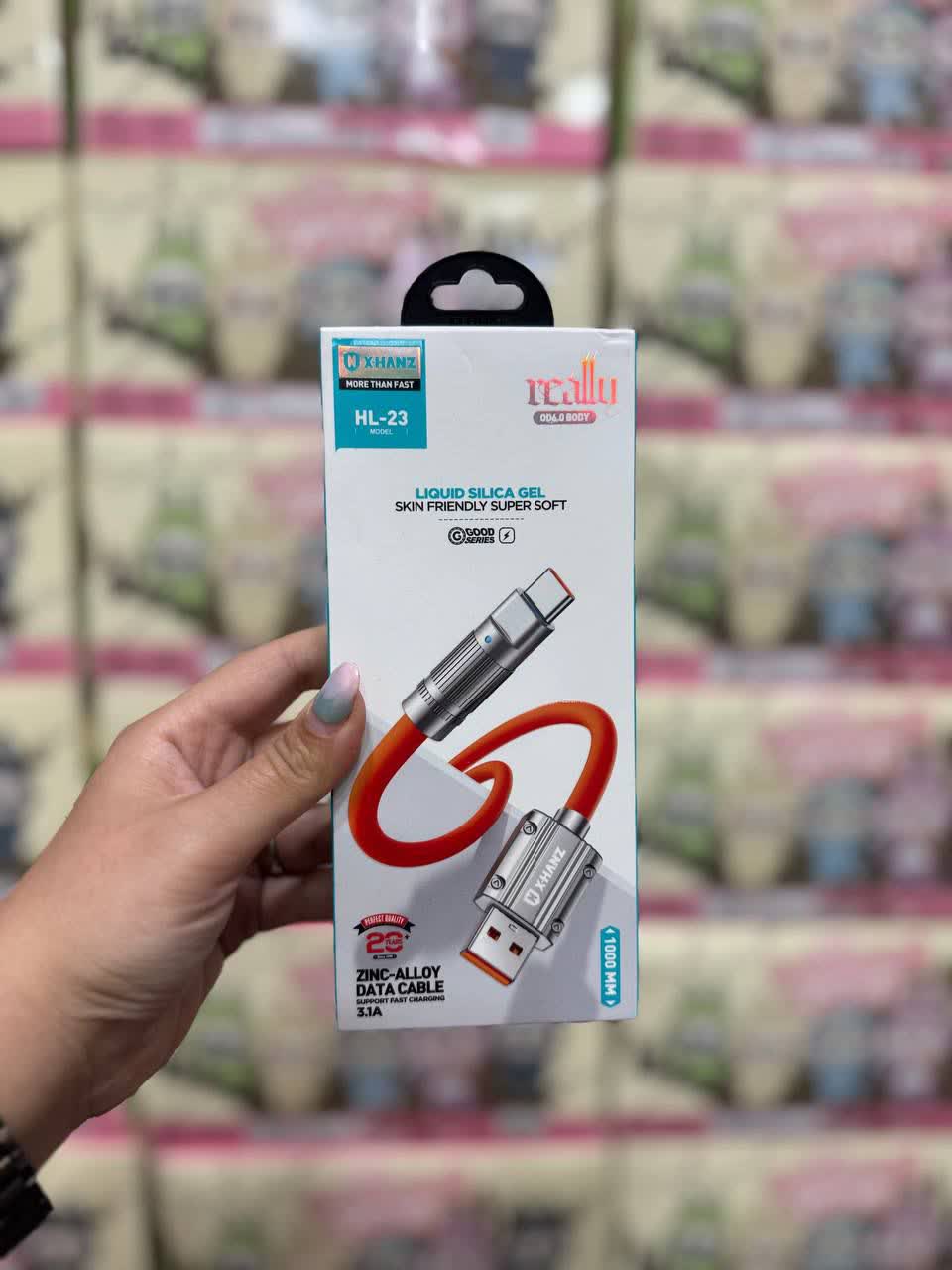 کابل شارژر تایپ سی مدل X-HANZ HL-23 دارای قابلیت مقاومت در برابر حرارت و سرما