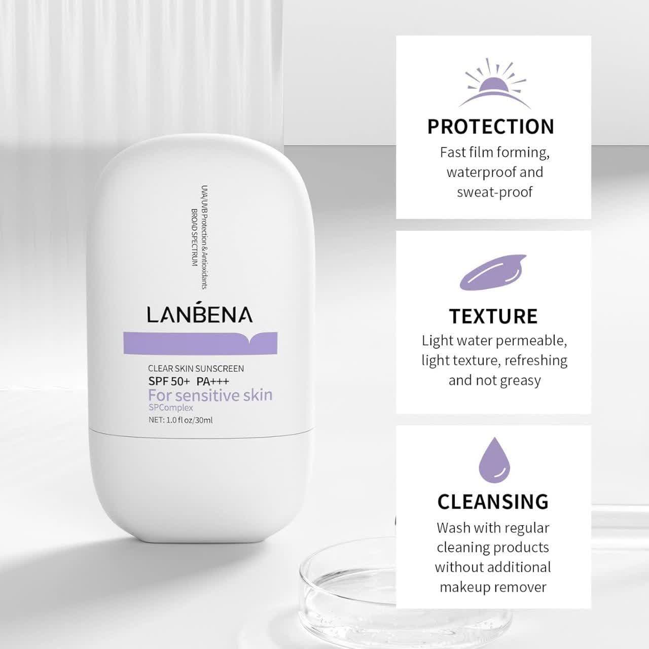 کرم ضد آفتاب شفاف کننده پوست لانبنا +++LANBENA Clear Skin Sunscreen SPF 50+ PA وارداتی