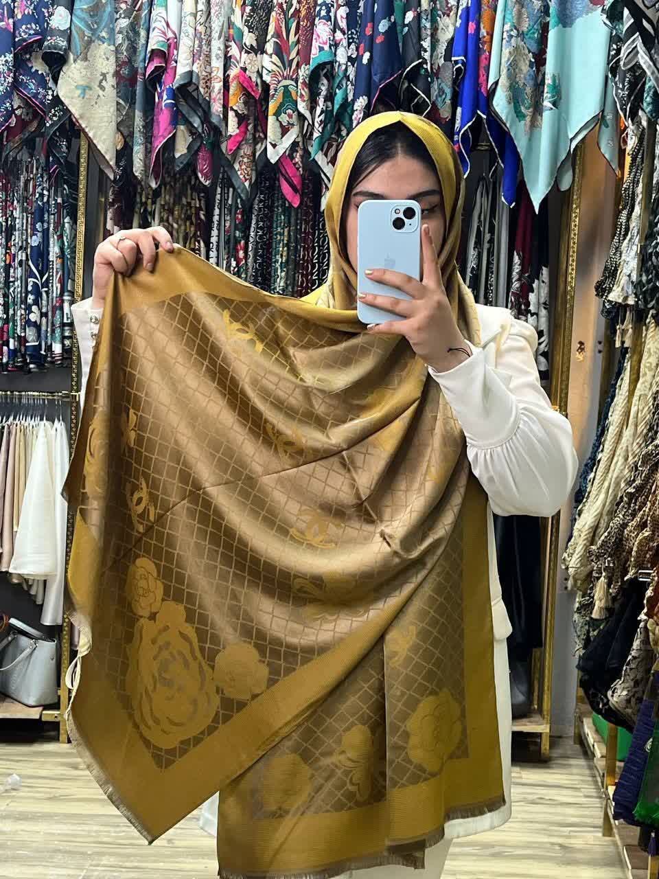 شال ابریشم ژاکارد دو رو وارداتی