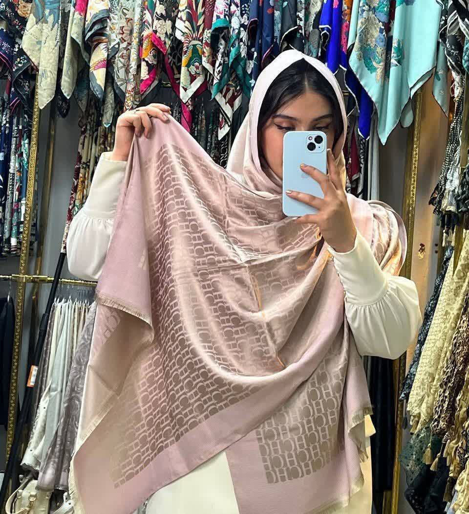 شال ابریشم ژاکارد دو رو وارداتی