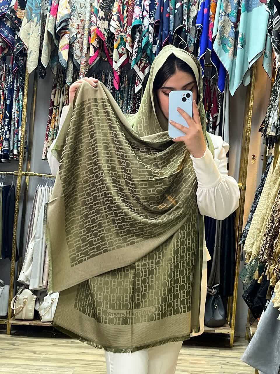 شال ابریشم ژاکارد دو رو وارداتی