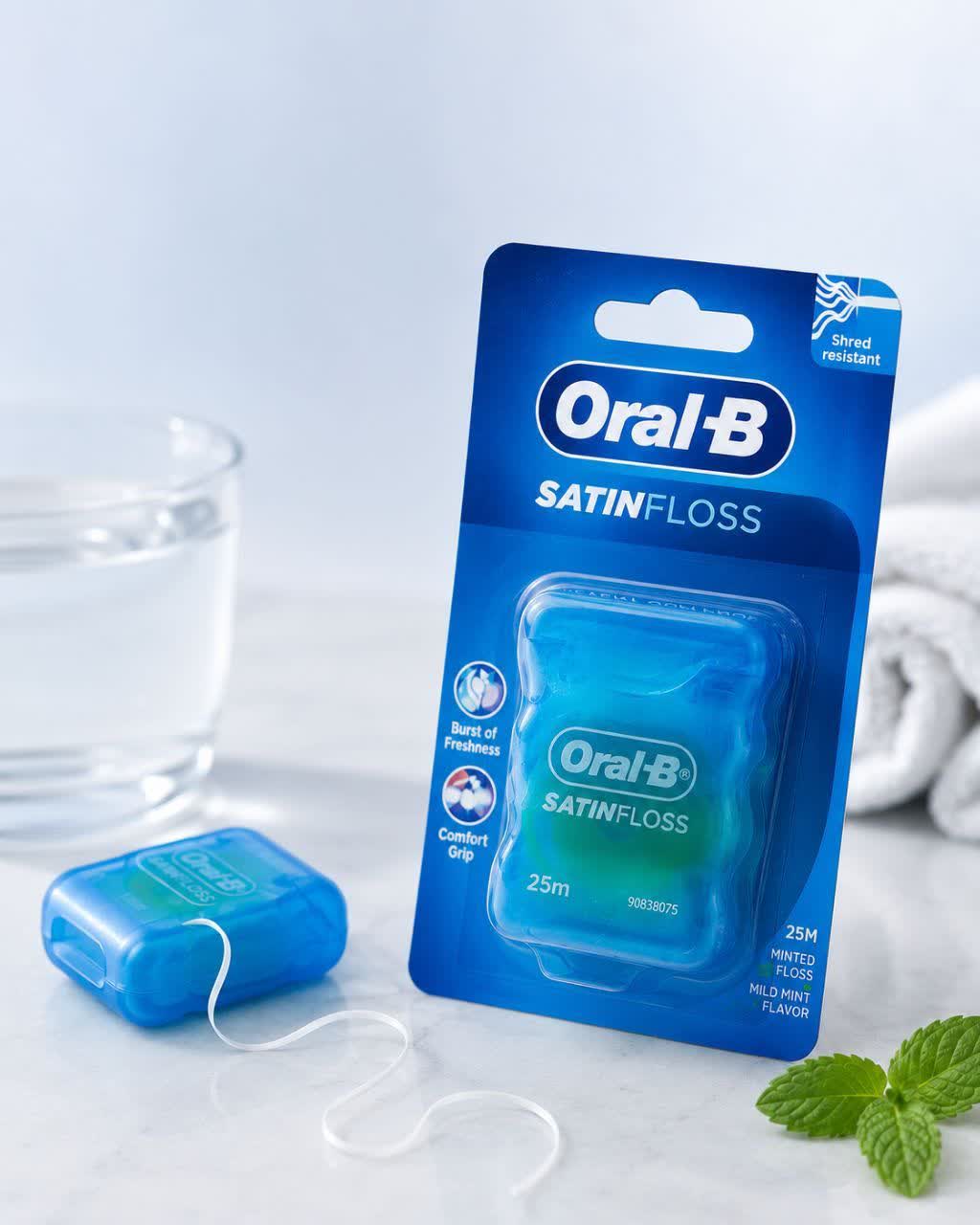 نخ دندان اورال بی 25 متری مدل ORAL-b SATIN FLOSS اورجینال وارداتی